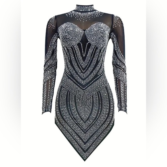 Galaxy Diva Dress Luxury Rhinestone Mini Dress | Party Outfit | Elegant Bodycon - Picture 16 of 17